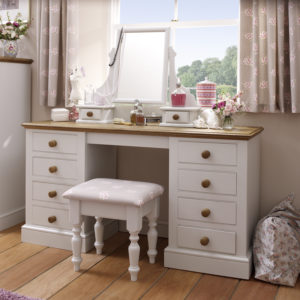 Double Pedestal Dressing Table - Chatsworth Upholstered Dressing Table Stool