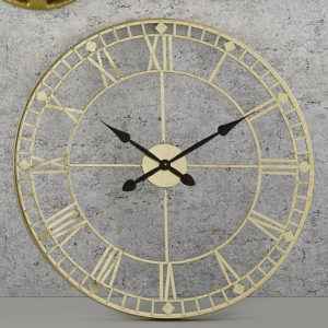 antique gold wall hanging clock with black hands