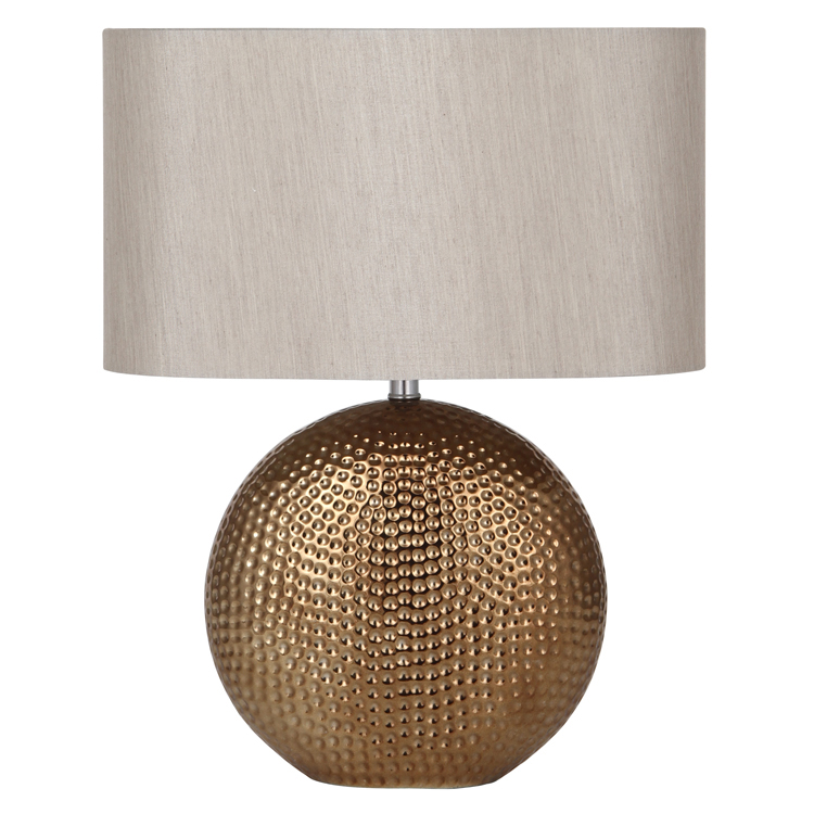 Ceramic Hammered Bronze Table Lamp, Hammered Gold Table Lamp
