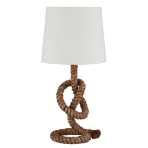 Cream Lampshade with a knotted rope stand table lamp