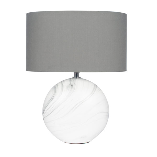 Ceramic marble effect table lamp with dark grey light shade
