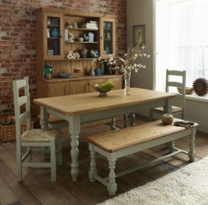 72" x 36" Farmhouse Table - Avebury 60" Refectory Bench - Avebury