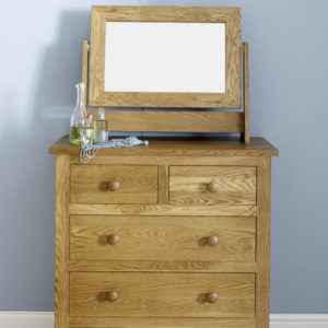 Large Swing Dressing Table Mirror - Lulworth 2 Over 3 Standard Chest Solid Oak - Lulworth