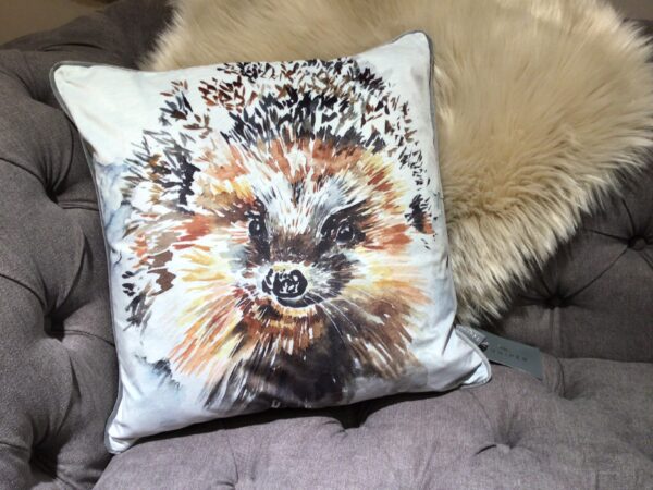 hedgehog design feather filled decorative cushion