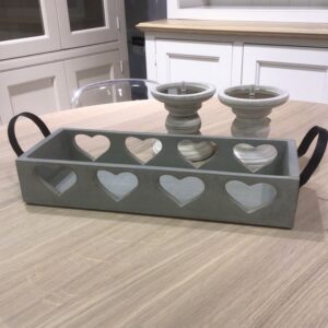 Three heart grey tray with handles