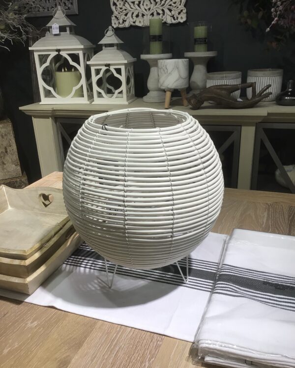 White woven globe lantern