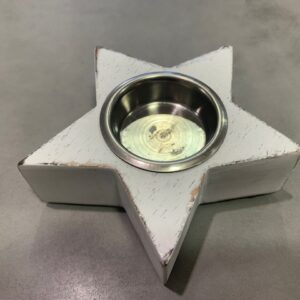 Small White Wood Star Tea Light Holder