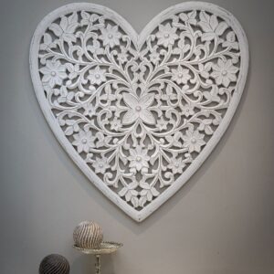 Hanging Large Carved Wooden Heart
