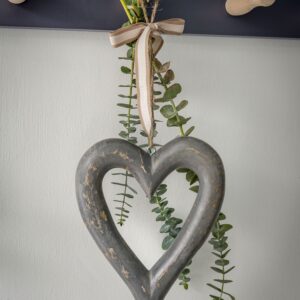 Grey Wash Chubby Small Hanging Heart