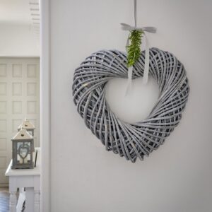 Grey Woven Willow Heart