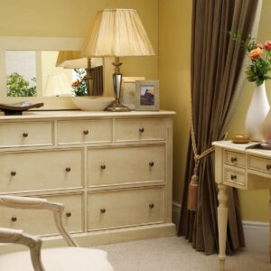 Kneehole Dressing Table & 7 Drawer Multi Chest - Antique